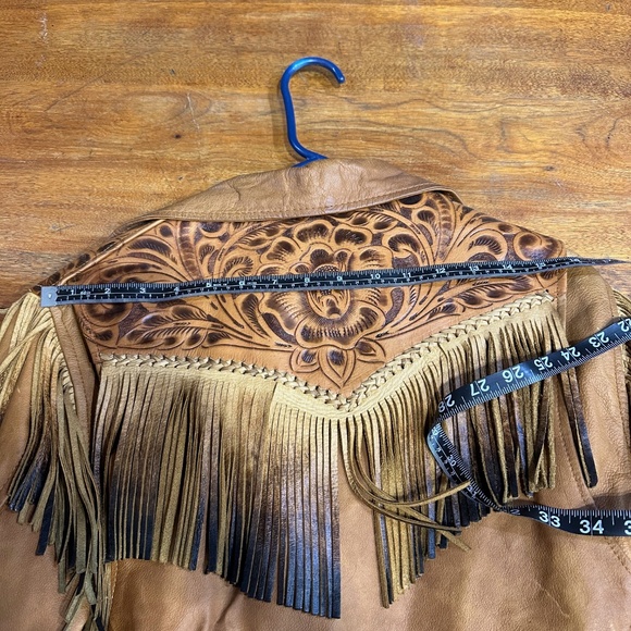 VTG 70's Leather Fringe Motorcycle Jacket Sz Small - Picture 12 of 15